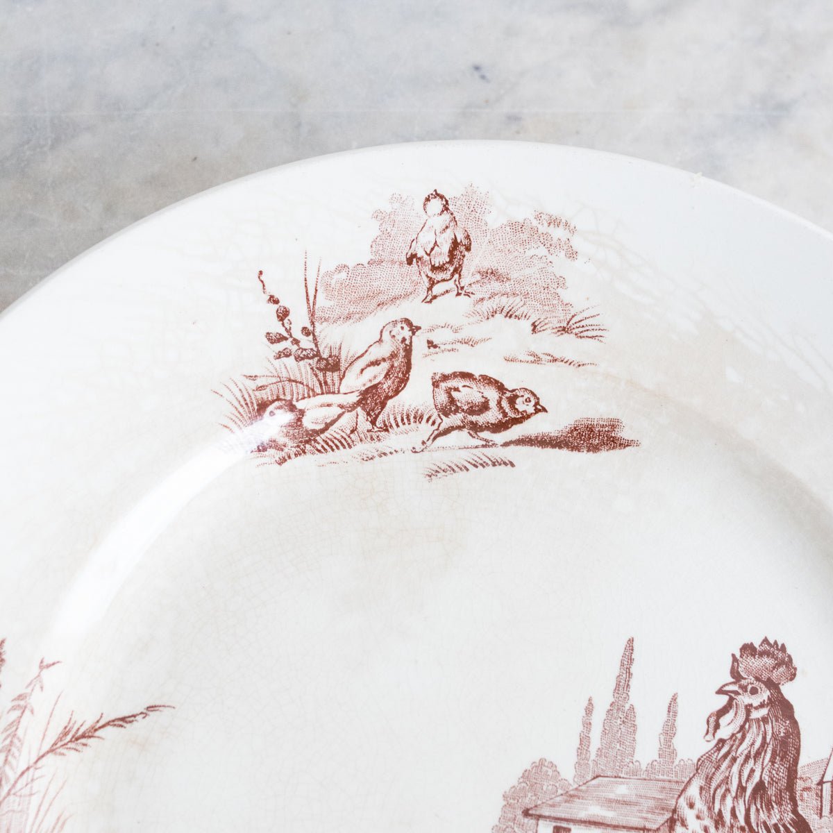 Antique Transferware Cake Plate With Hen & Rooster - elsie green - The French Kitchen