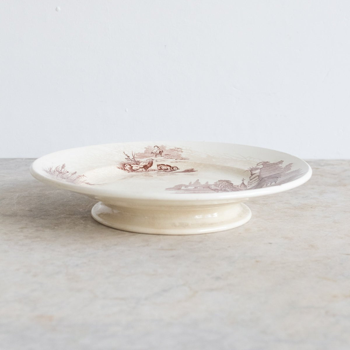 Antique Transferware Cake Plate With Hen & Rooster - elsie green - The French Kitchen