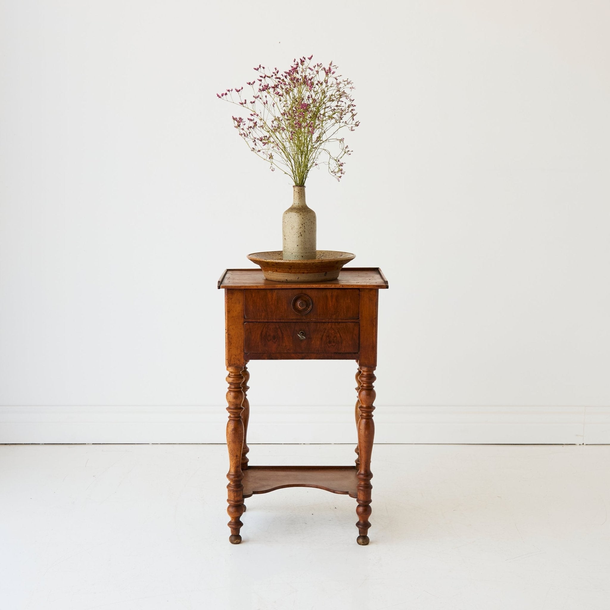 Antique Turned Leg Bedside Table - elsie green - furniture