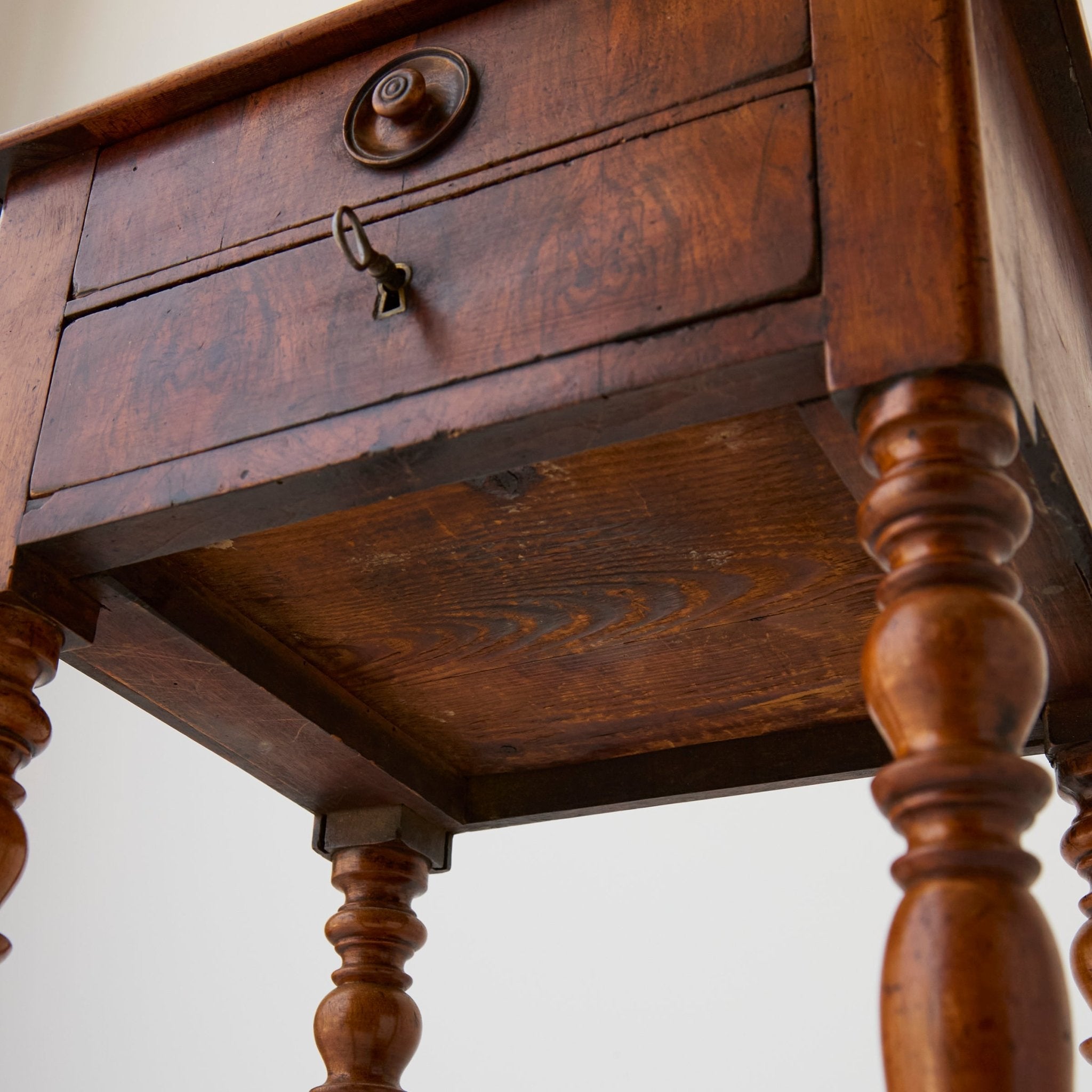 Antique Turned Leg Bedside Table - elsie green - furniture
