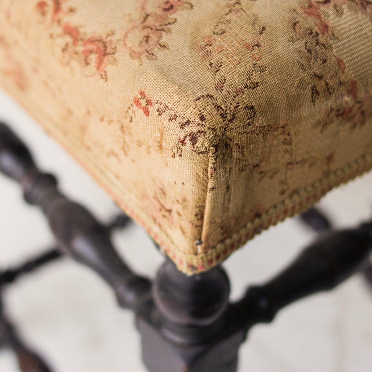 Antique Upholstered Ottoman - elsie green - furniture