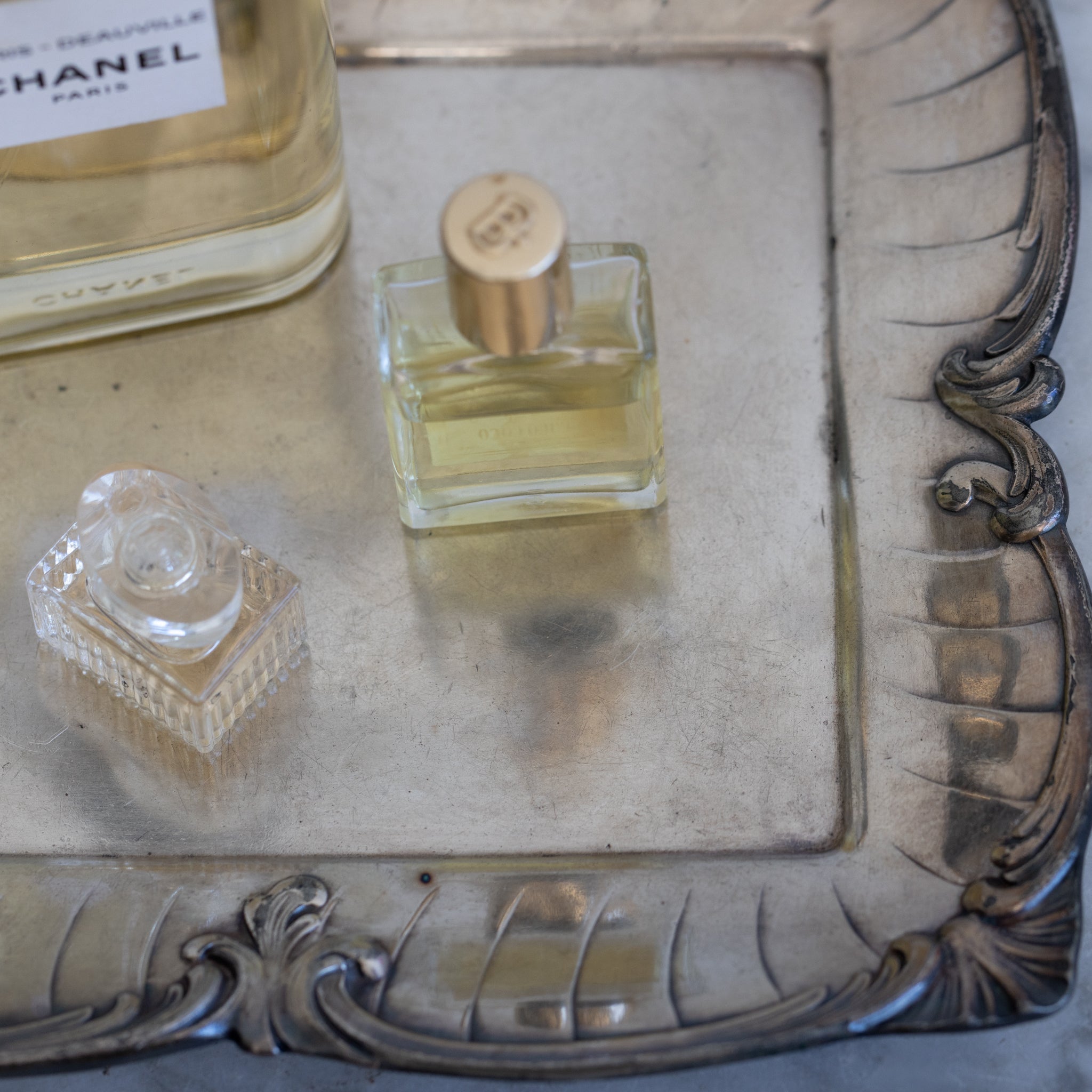 Antique Vintage Silver Tray - elsie green - decor