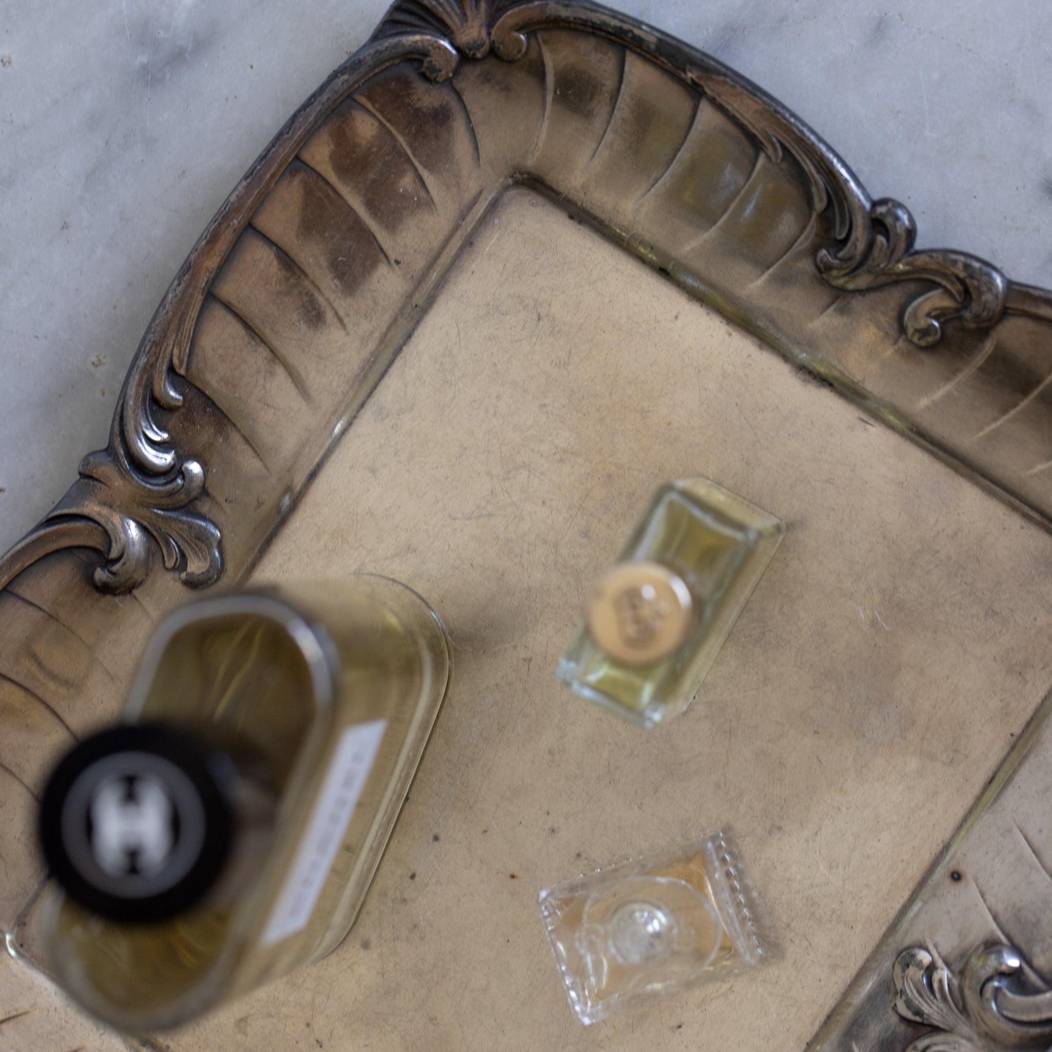 Antique Vintage Silver Tray - elsie green - decor