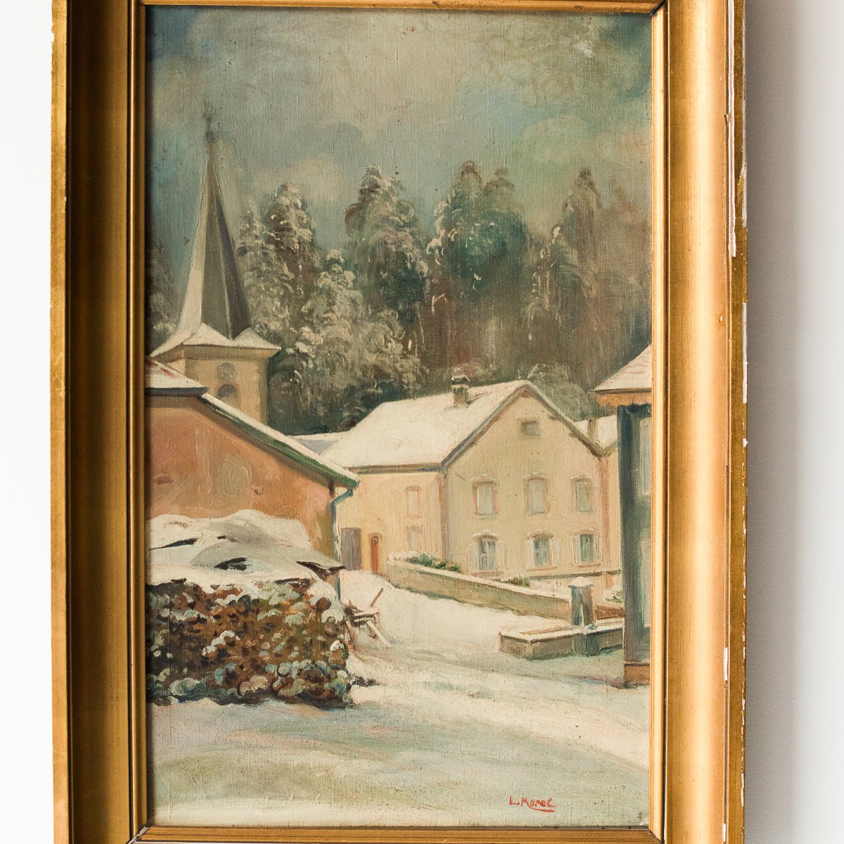 Argentière With Snowy Chapel Oil Painting - elsie green - Art