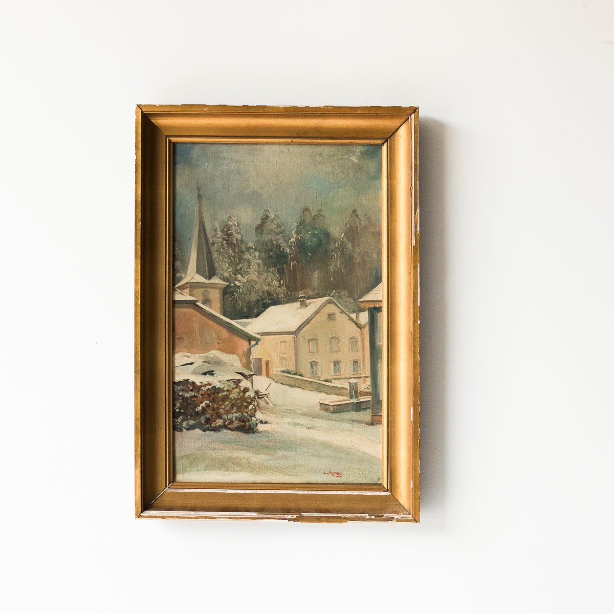 Argentière With Snowy Chapel Oil Painting - elsie green - Art