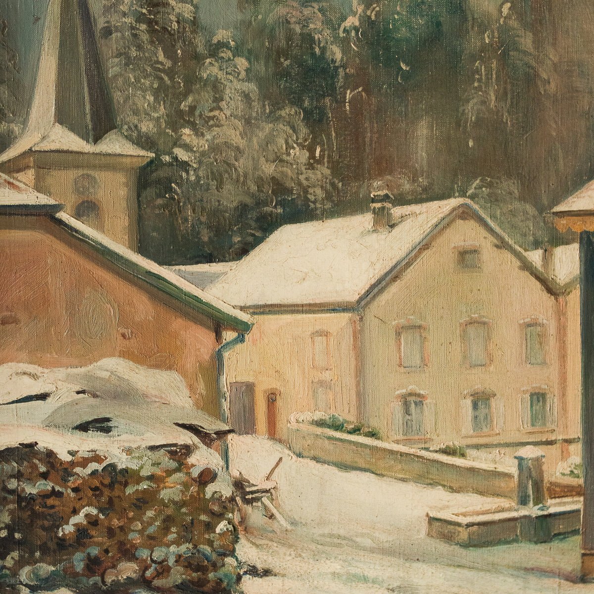 Argentière With Snowy Chapel Oil Painting - elsie green - Art