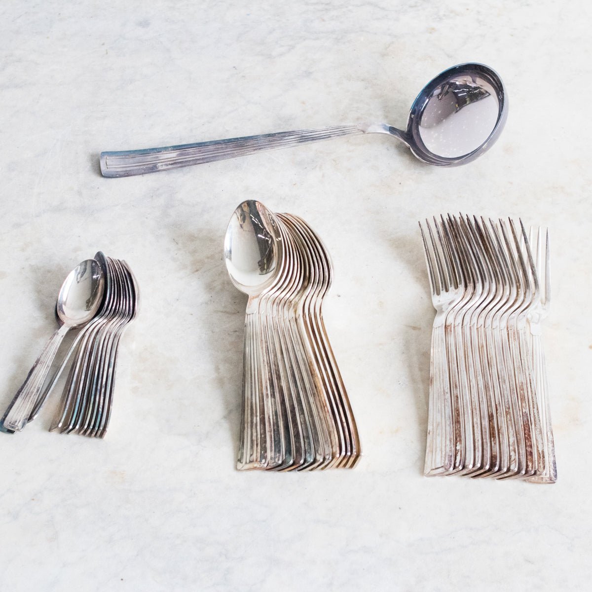 Art Deco Flatware Set Of 37 Pieces - The French Kitchen - elsie green