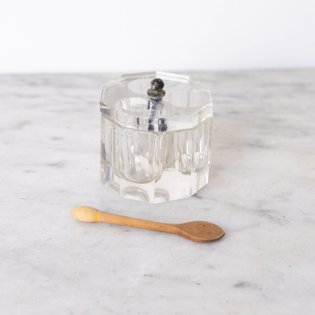 Baccarat Mustard Pot with Mustard Spoon - elsie green - the french kitchen