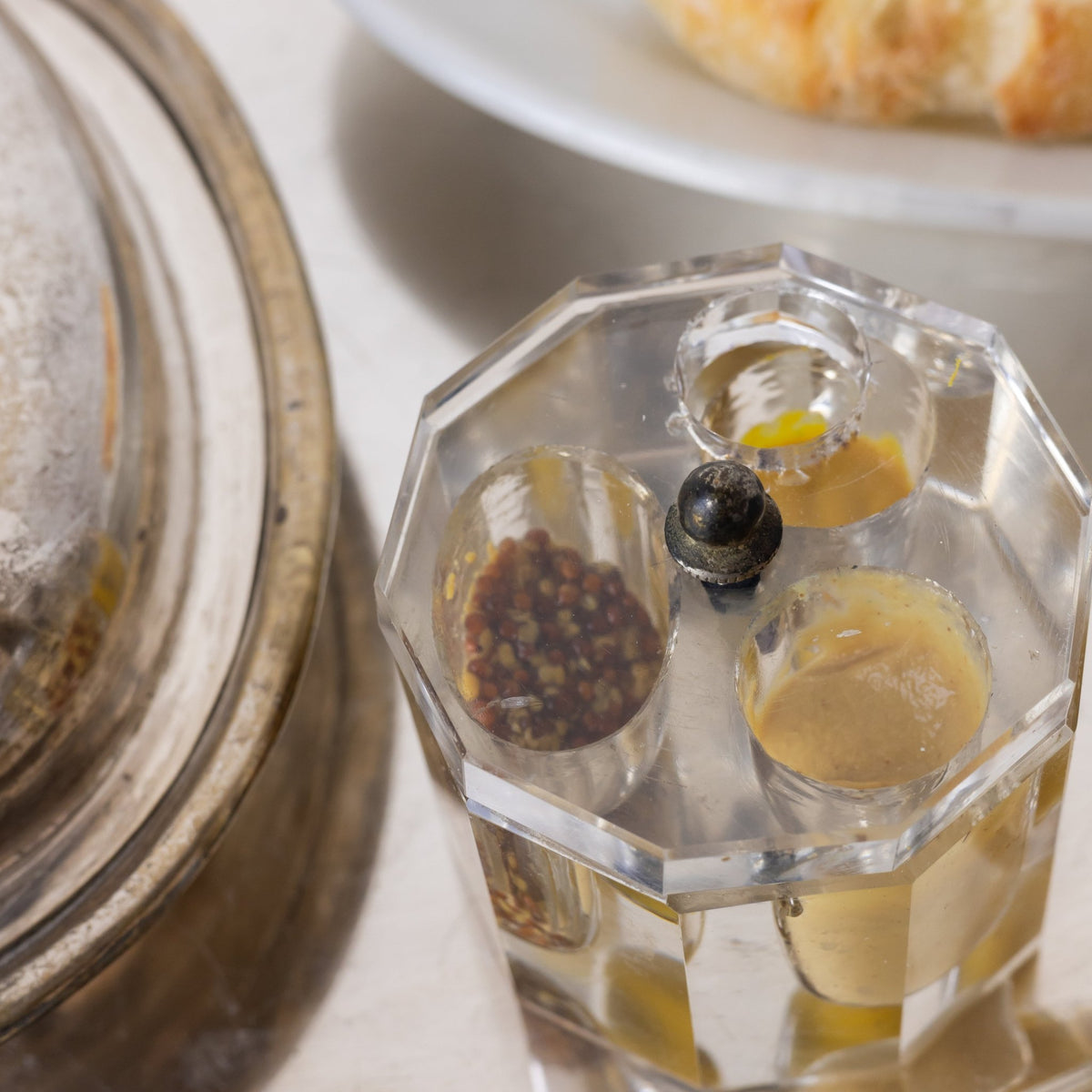 Baccarat Mustard Pot with Mustard Spoon - elsie green - the french kitchen