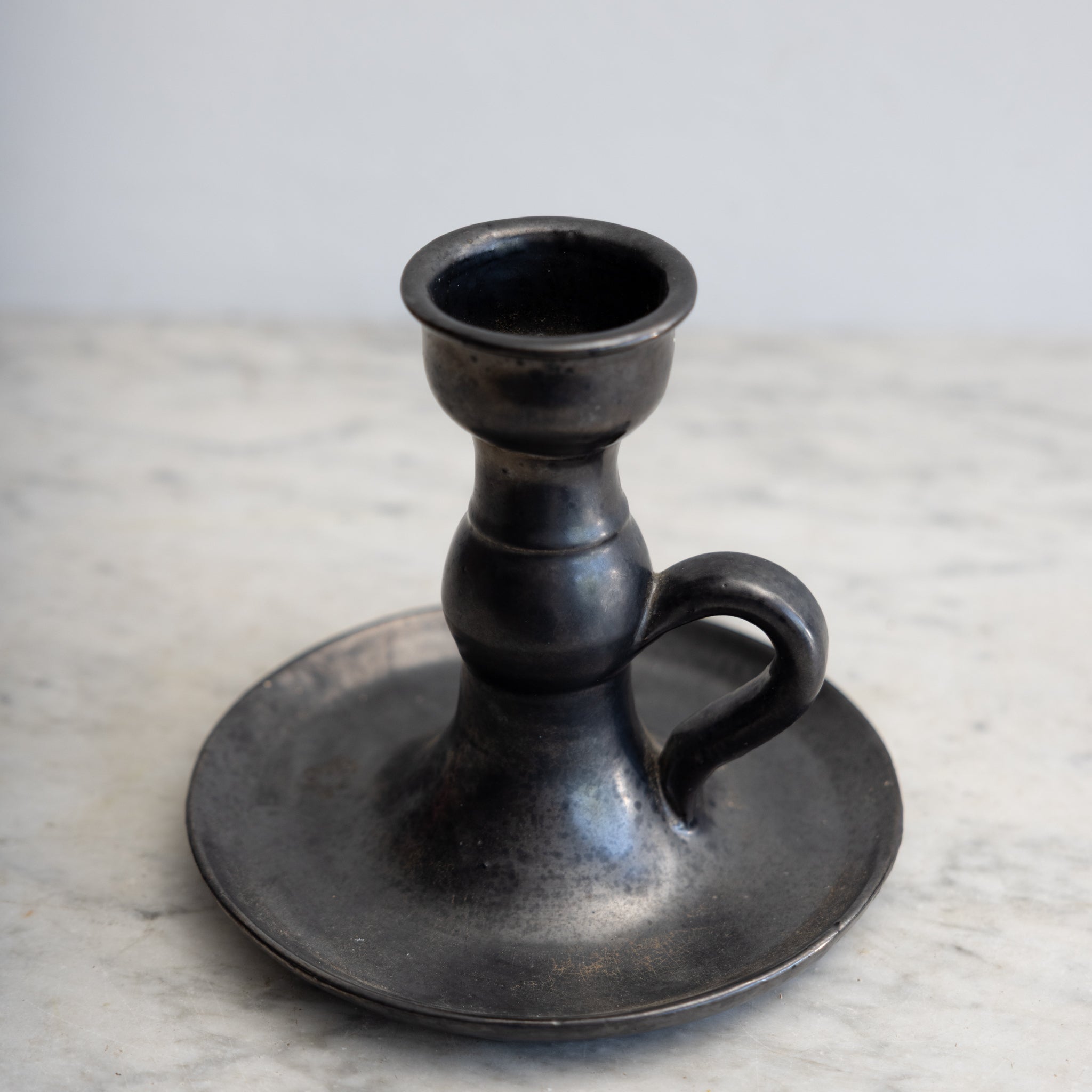 Black Stoneware Candlestick - elsie green - decor