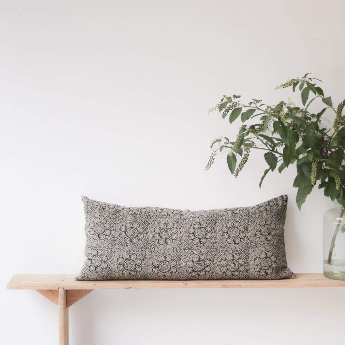 Block Print Lumbar Pillow | Wisteria Noir - elsie green - Textiles