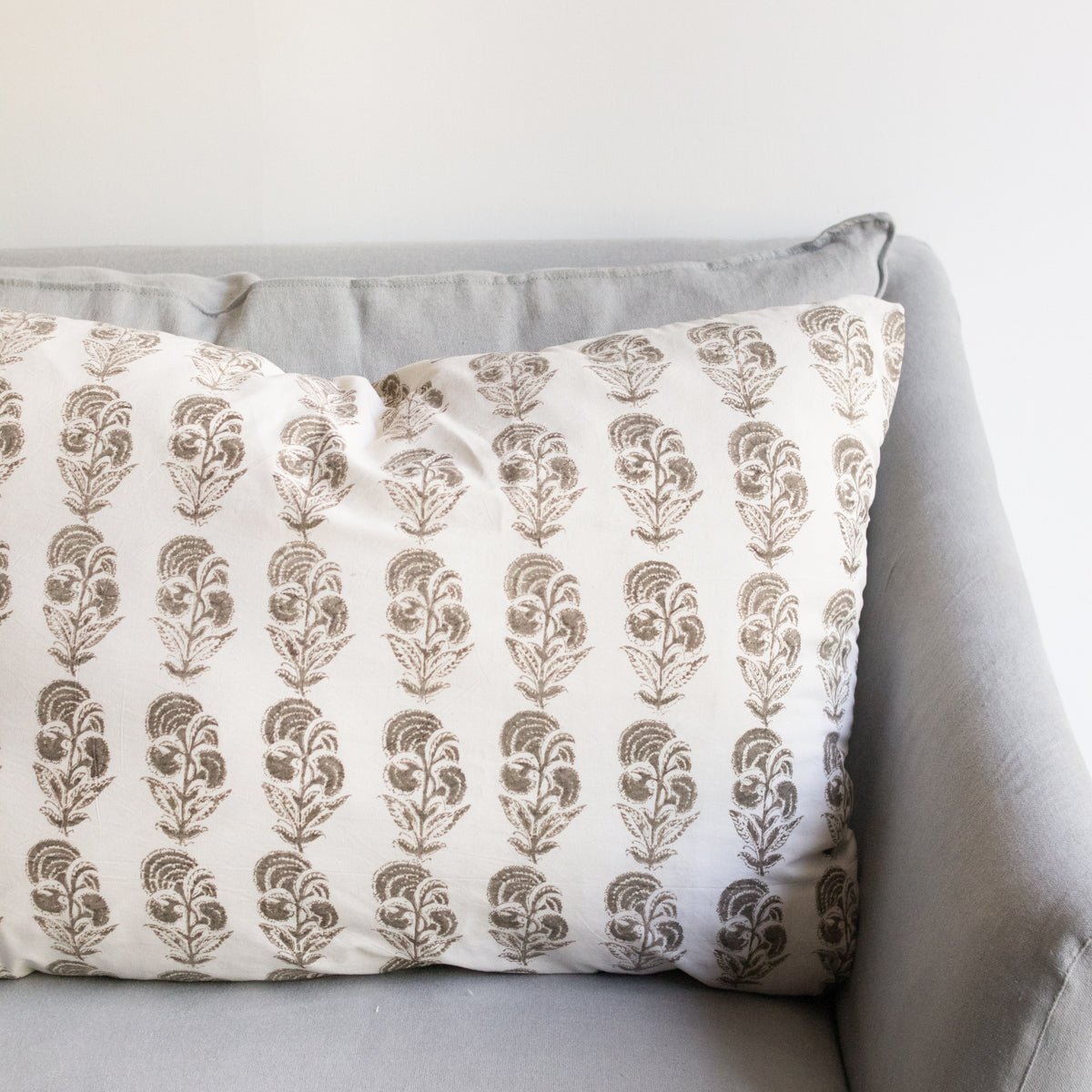Block Print Pillow | Cornflower French Grey - elsie green - textiles