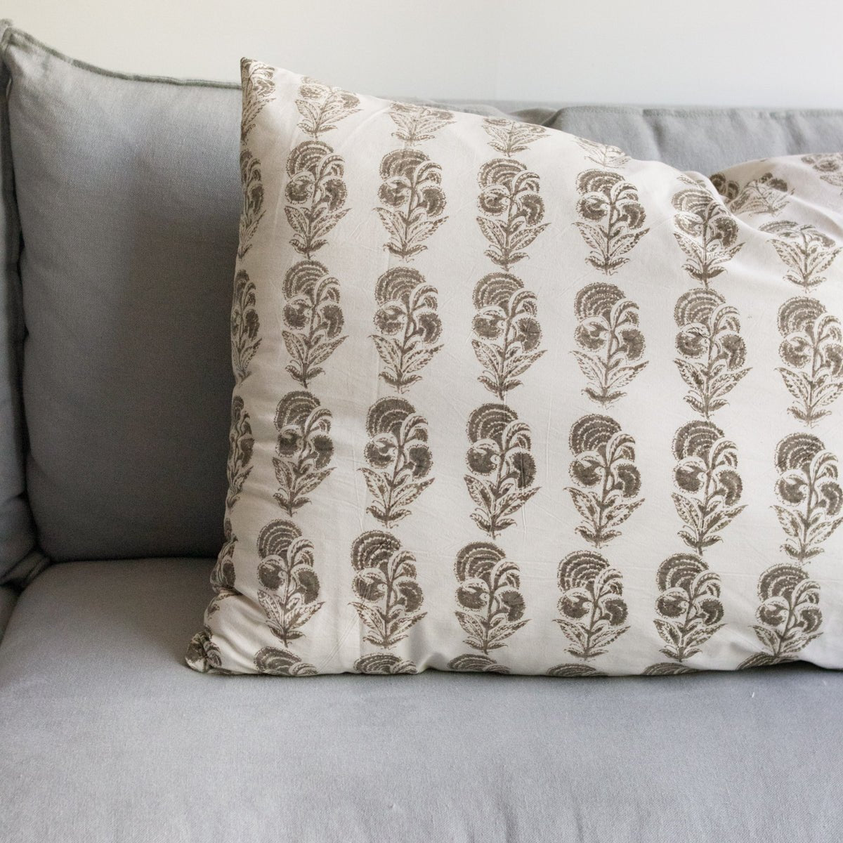 Block Print Pillow | Cornflower French Grey - elsie green - textiles