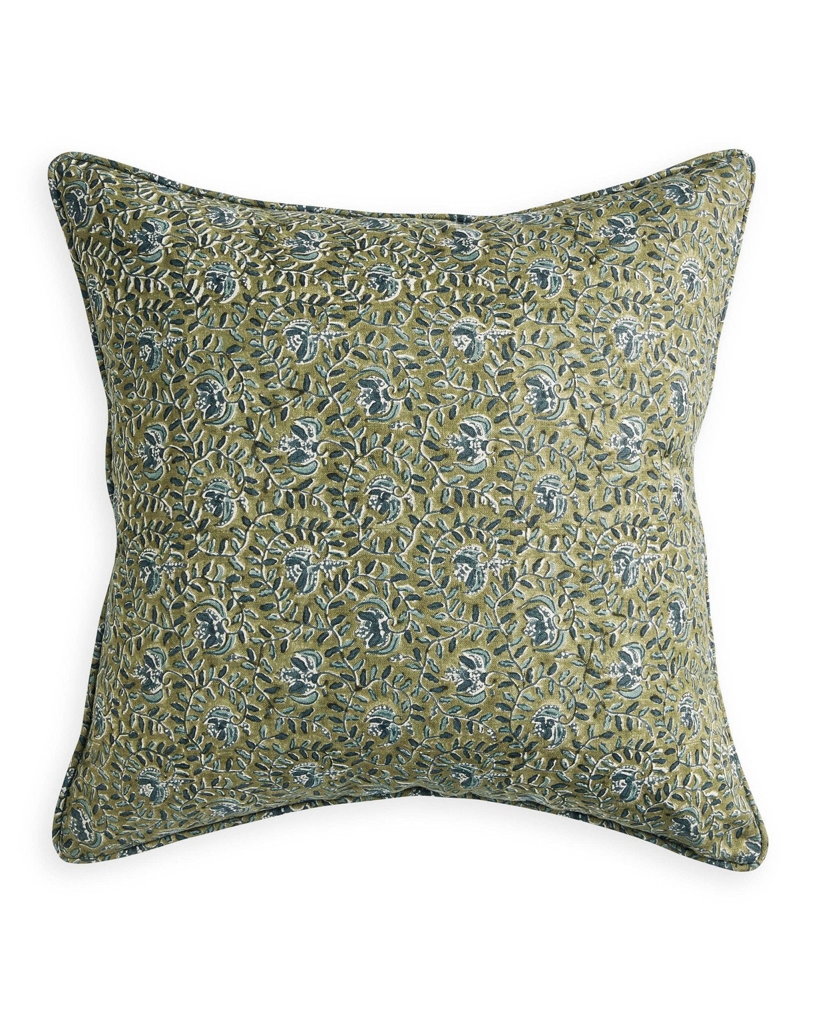 Block Print Pillow Cover | Chalon Green - elsie green - Textiles