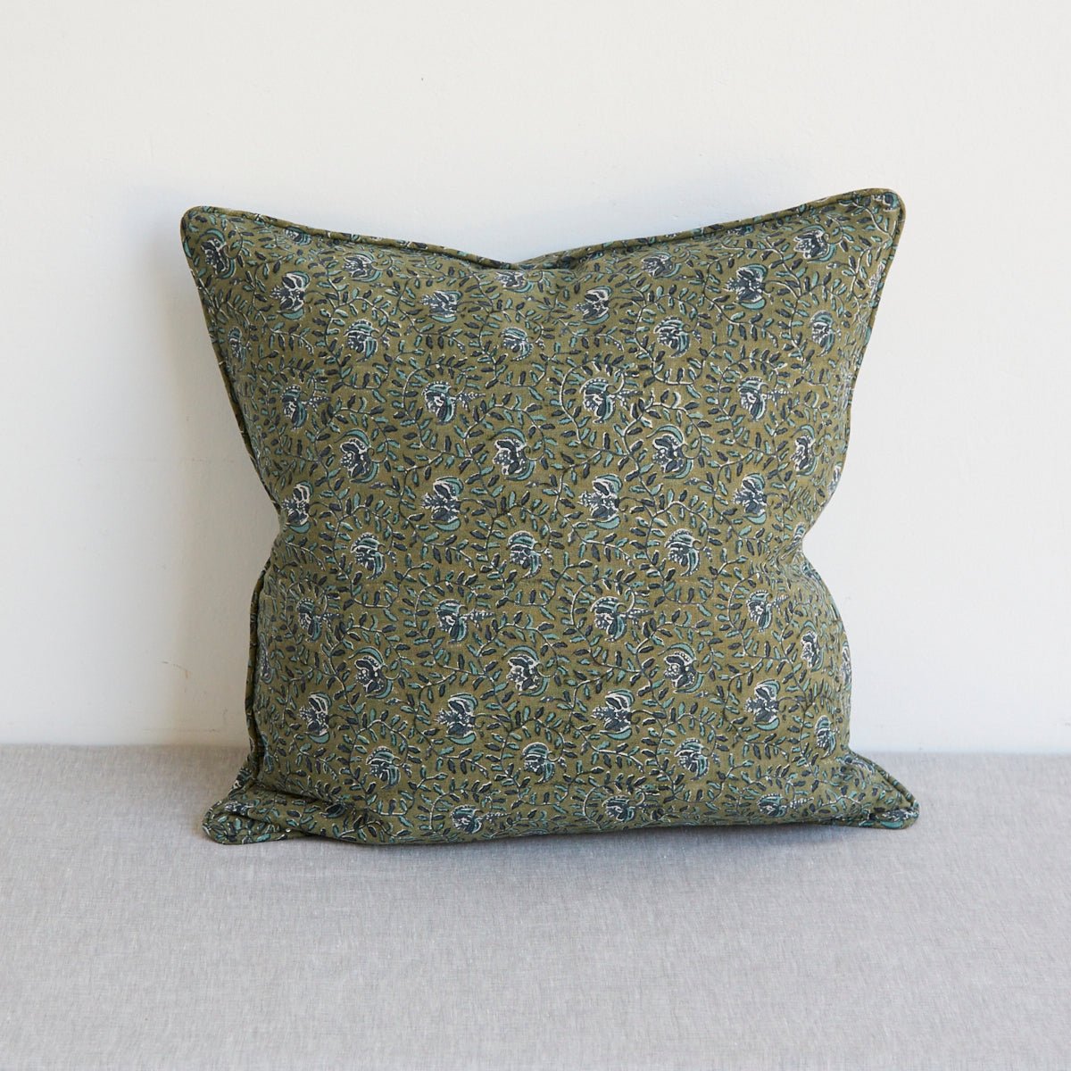 Block Print Pillow Cover | Chalon Green - elsie green - Textiles