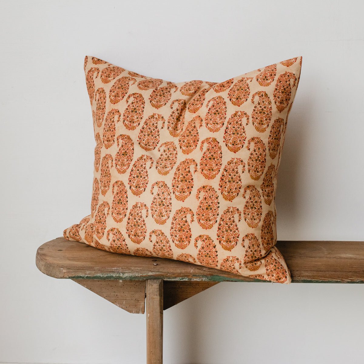 Block Print Pillow Cover | Farida Gold - elsie green - Textiles