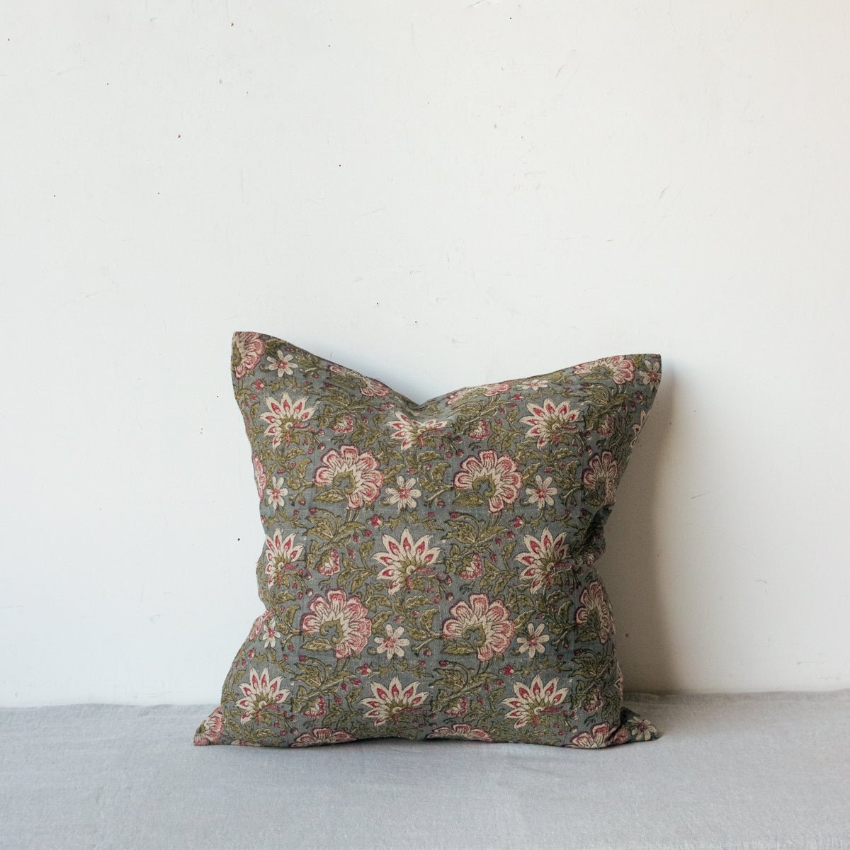 Block Print Pillow Cover | Kundan Mave - elsie green - textiles