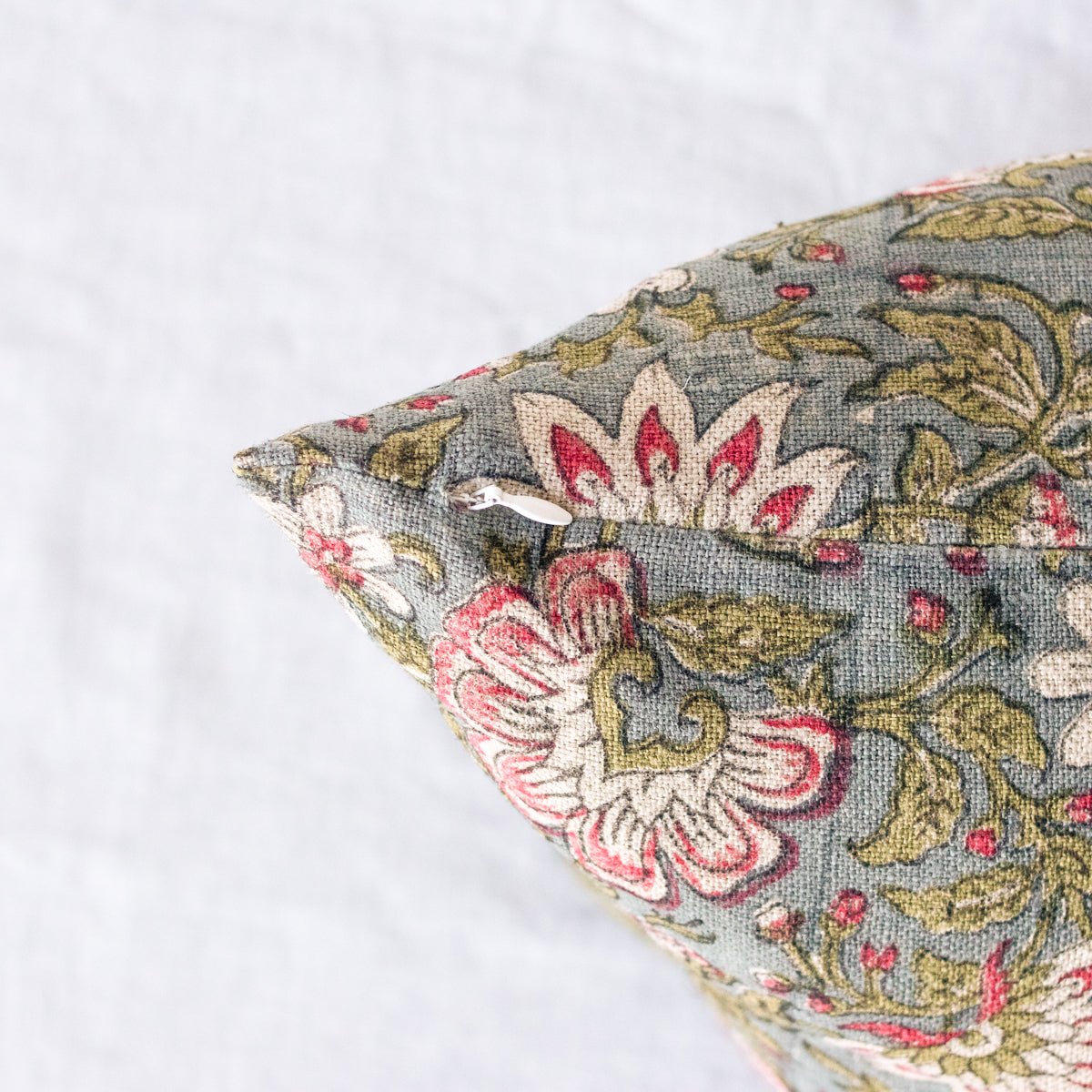 Block Print Pillow Cover | Kundan Mave - elsie green - textiles