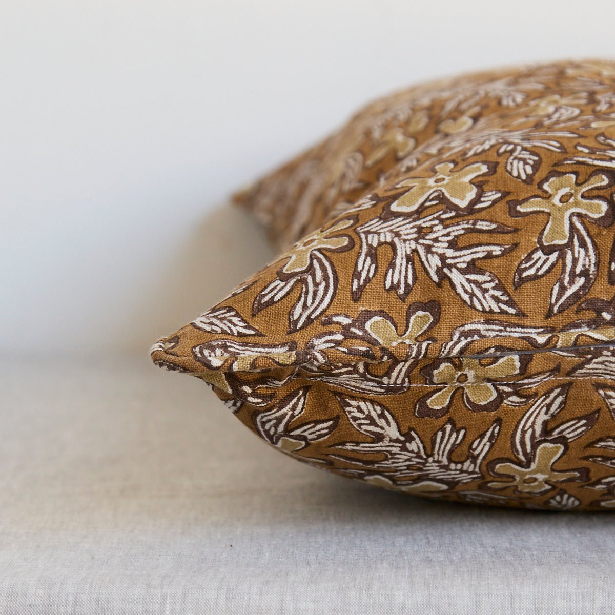 Block Print Pillow Cover | Lavardin Toffee - elsie green - Textiles