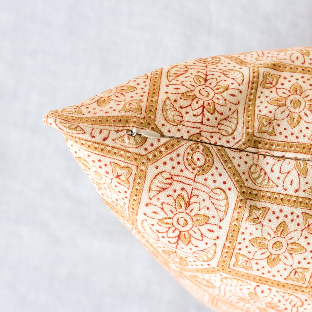 Block Print Pillow Cover | Lipika Gold - elsie green - Textiles