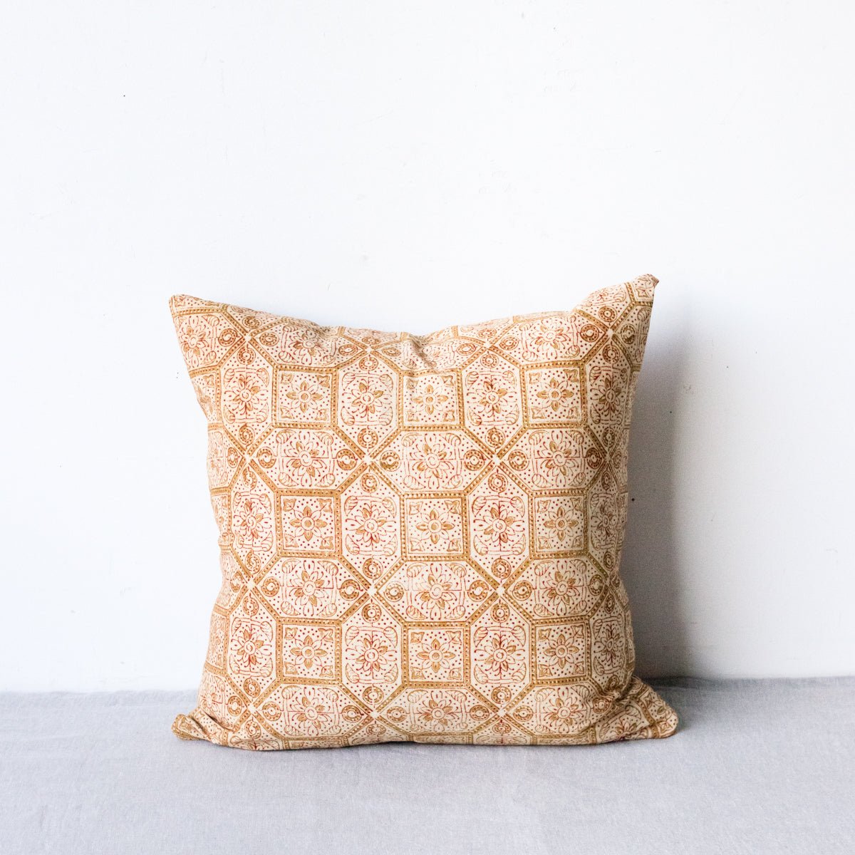Block Print Pillow Cover | Lipika Gold - elsie green - Textiles