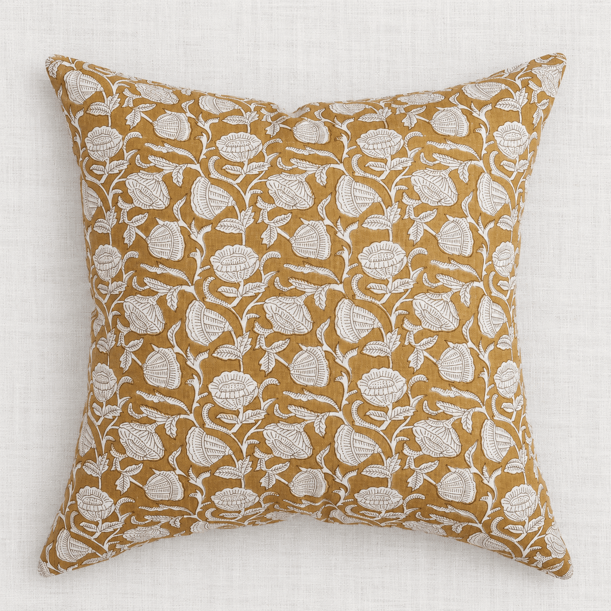 Block Print Pillow Cover | Marbella Saffron - elsie green - Textiles