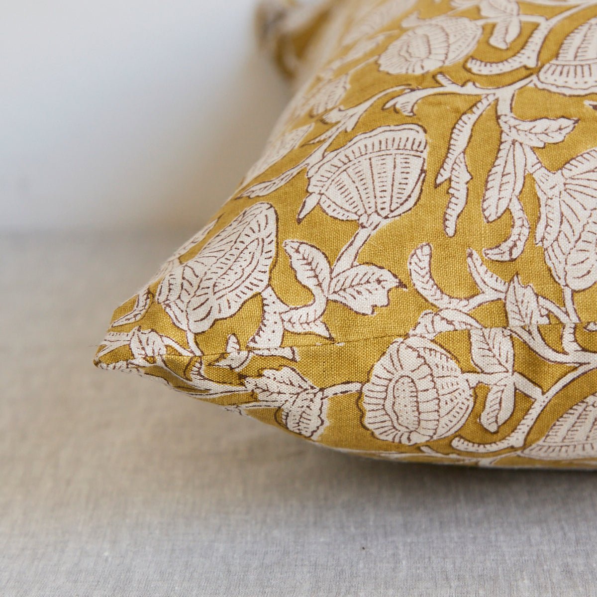 Block Print Pillow Cover | Marbella Saffron - elsie green - Textiles