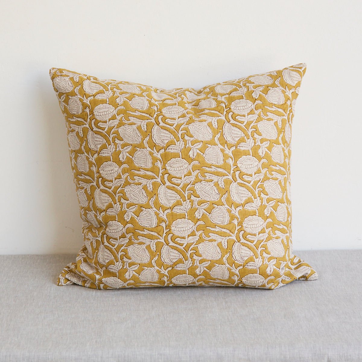 Block Print Pillow Cover | Marbella Saffron - elsie green - Textiles