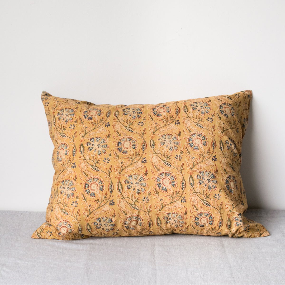 Block Print Pillow Cover | Nidra Gold - elsie green - Textiles