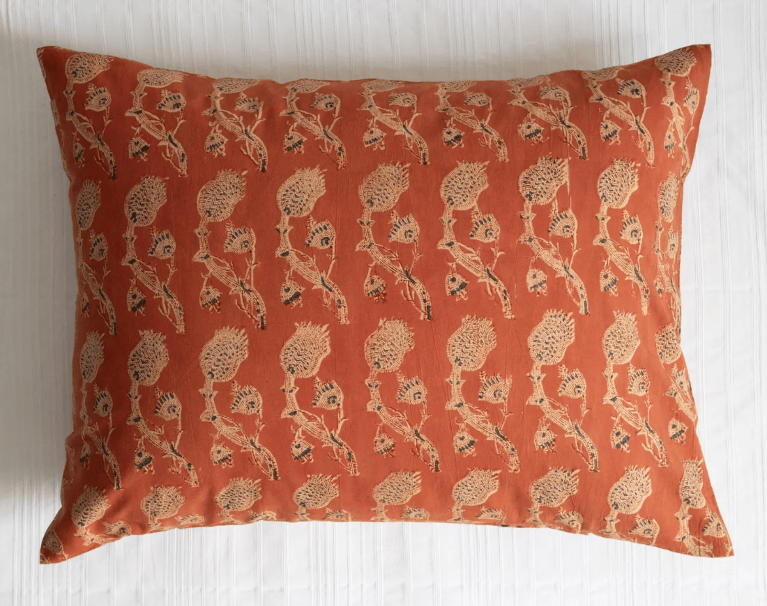 Block Print Pillow Cover | Rupa Saffron - elsie green - Textiles