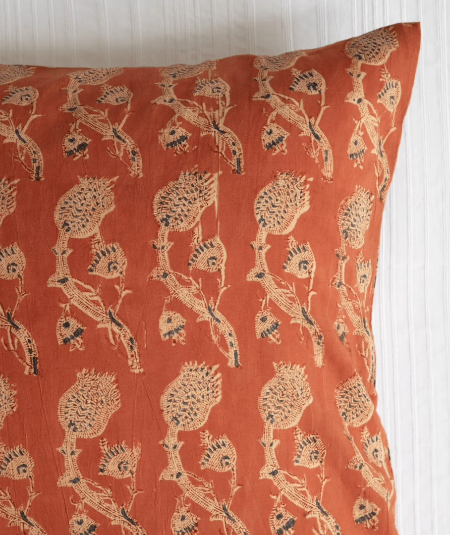Block Print Pillow Cover | Rupa Saffron - elsie green - Textiles