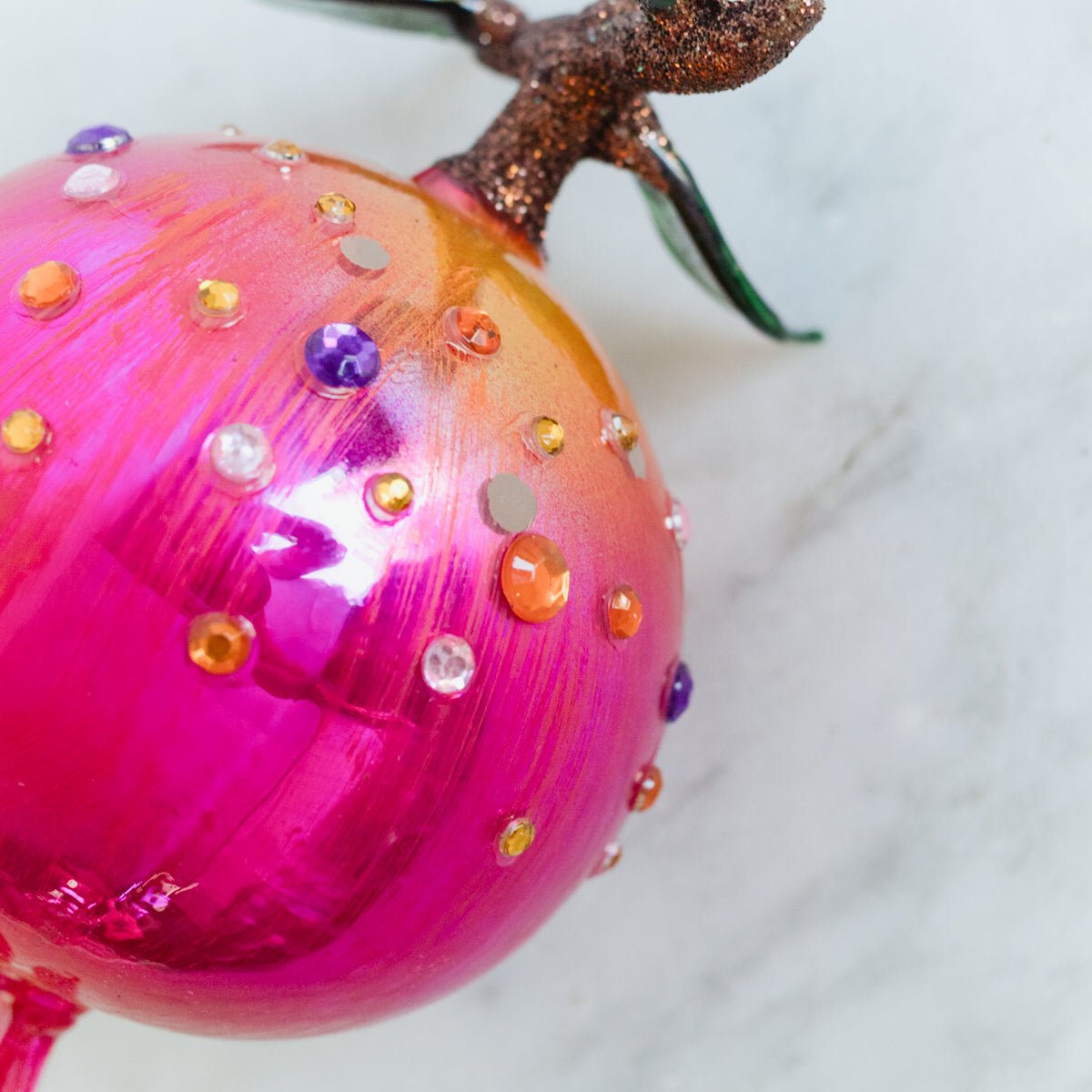 Blown Glass Beaded Pomegranate Ornament - elsie green - decor