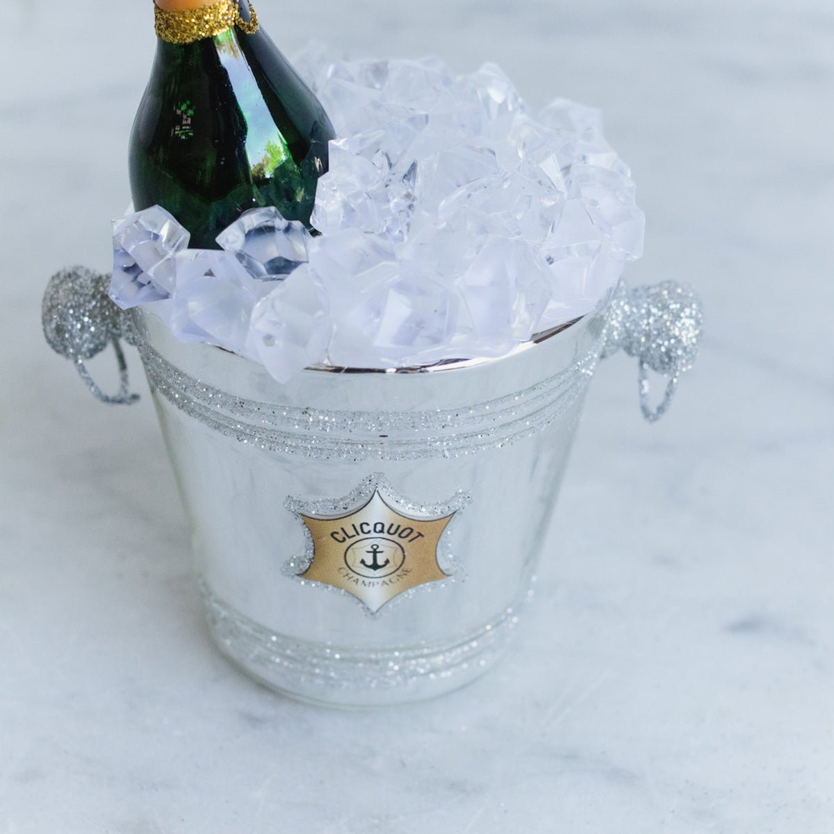 Blown Glass Champagne On Ice Ornament - elsie green - decor