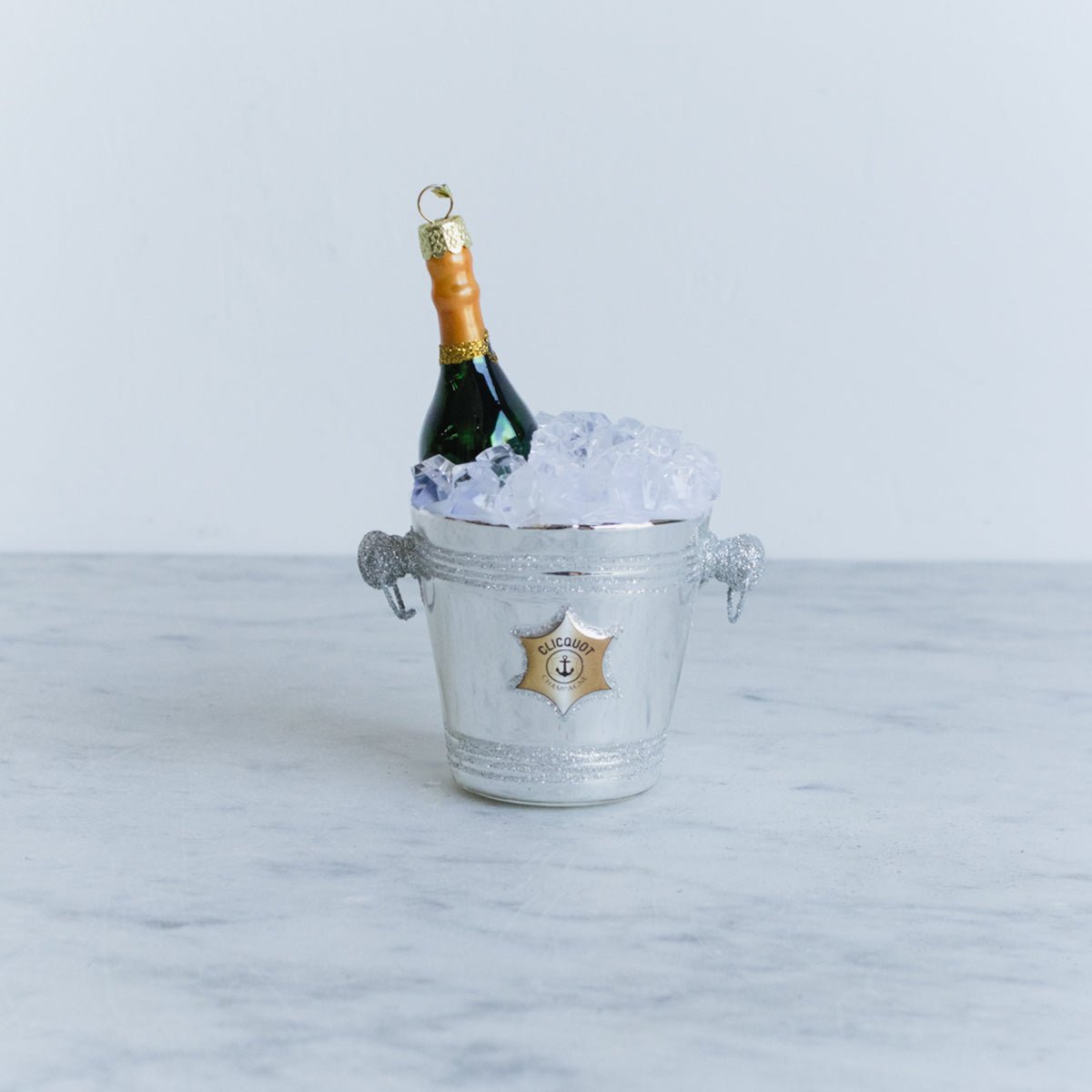 Blown Glass Champagne On Ice Ornament - elsie green - decor