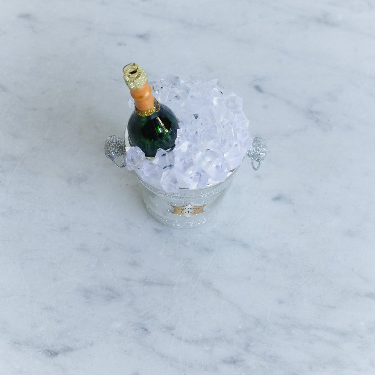 Blown Glass Champagne On Ice Ornament - elsie green - decor