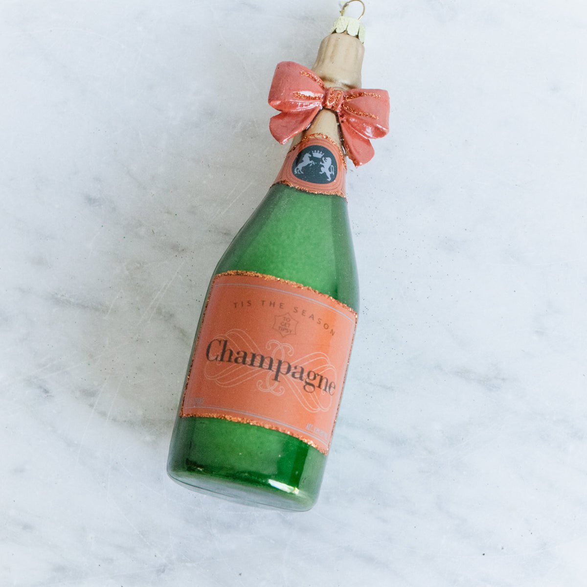 Blown Glass Champagne Ornament - elsie green - decor
