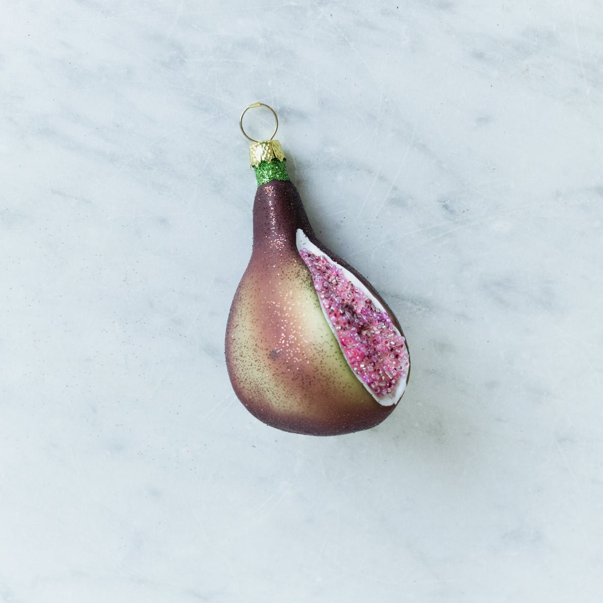 Blown Glass Open Fig Ornament - elsie green - decor