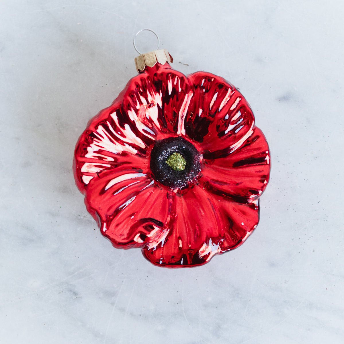 Blown Glass Poppy Ornament - elsie green - decor