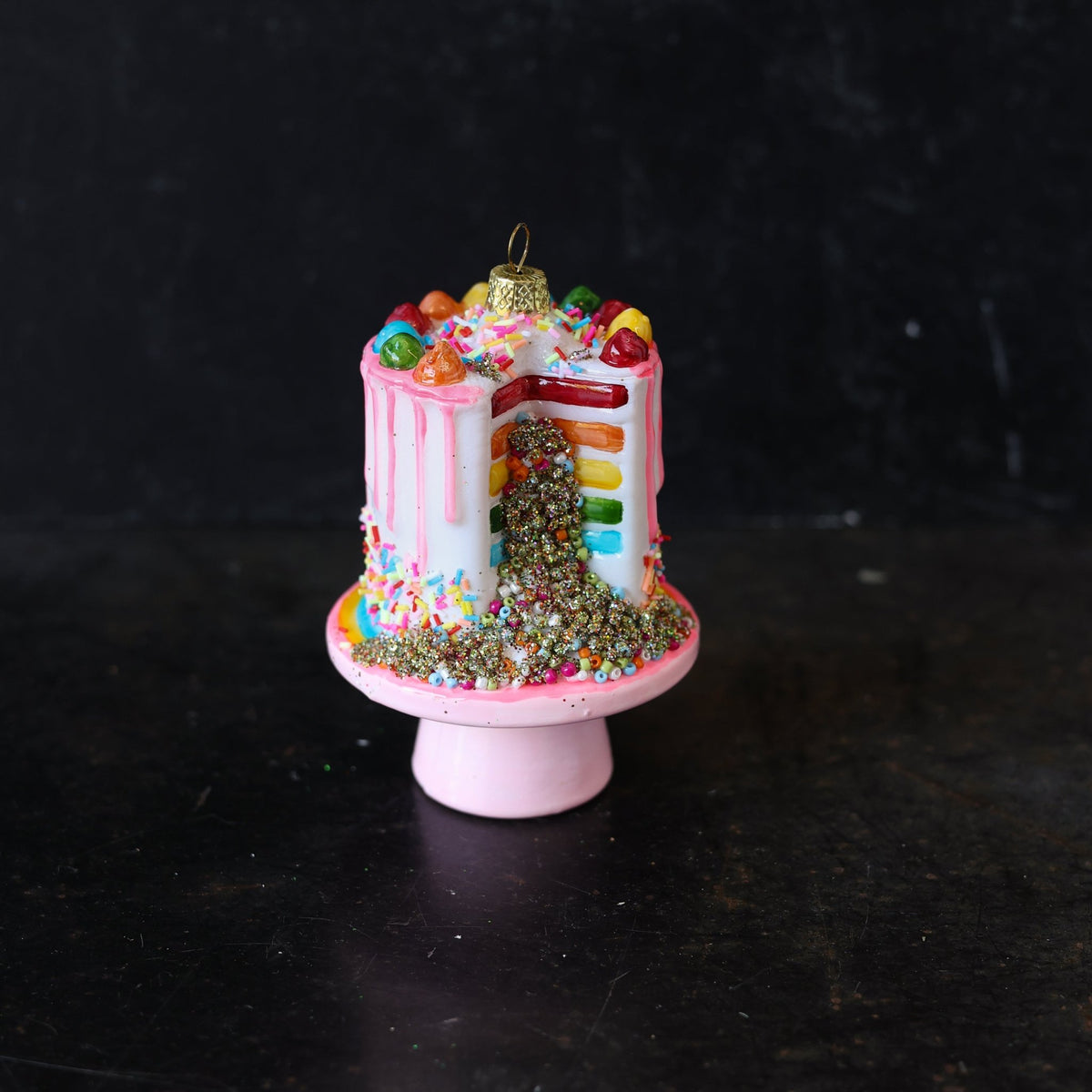 Blown Glass Sprinkle Cake Ornament - elsie green - decor