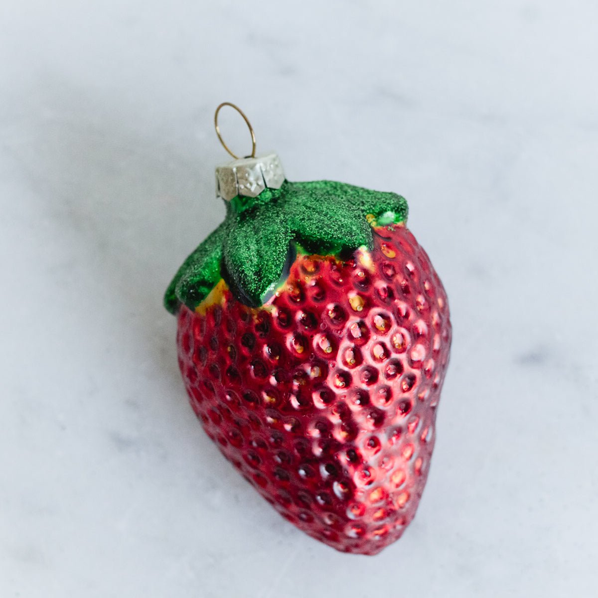 Blown Glass Strawberry Ornament - elsie green - decor
