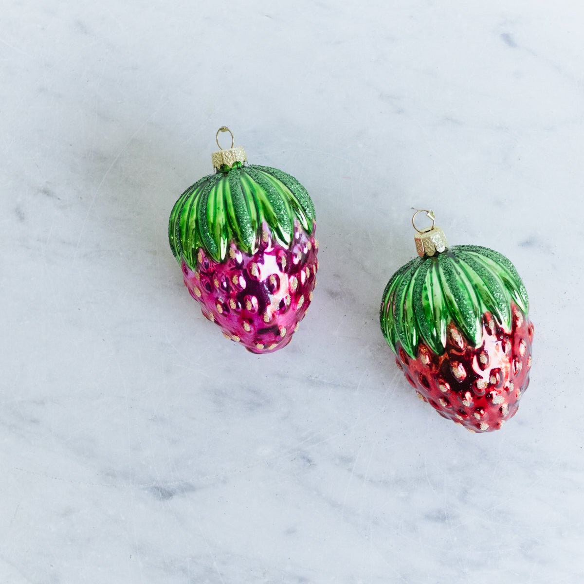 Blown Glass Strawberry Ornament - elsie green - decor