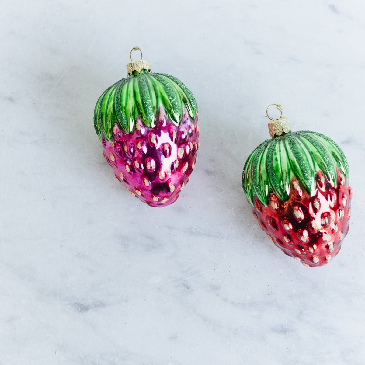 Blown Glass Strawberry Ornament - elsie green - decor