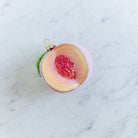 Blown Glass Sugared Peach Ornament - elsie green - decor