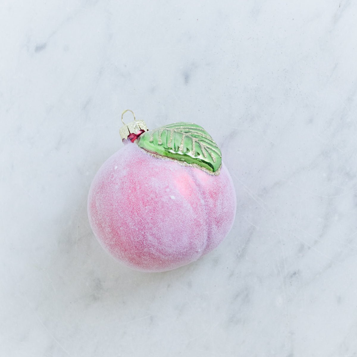 Blown Glass Sugared Peach Ornament - elsie green - decor