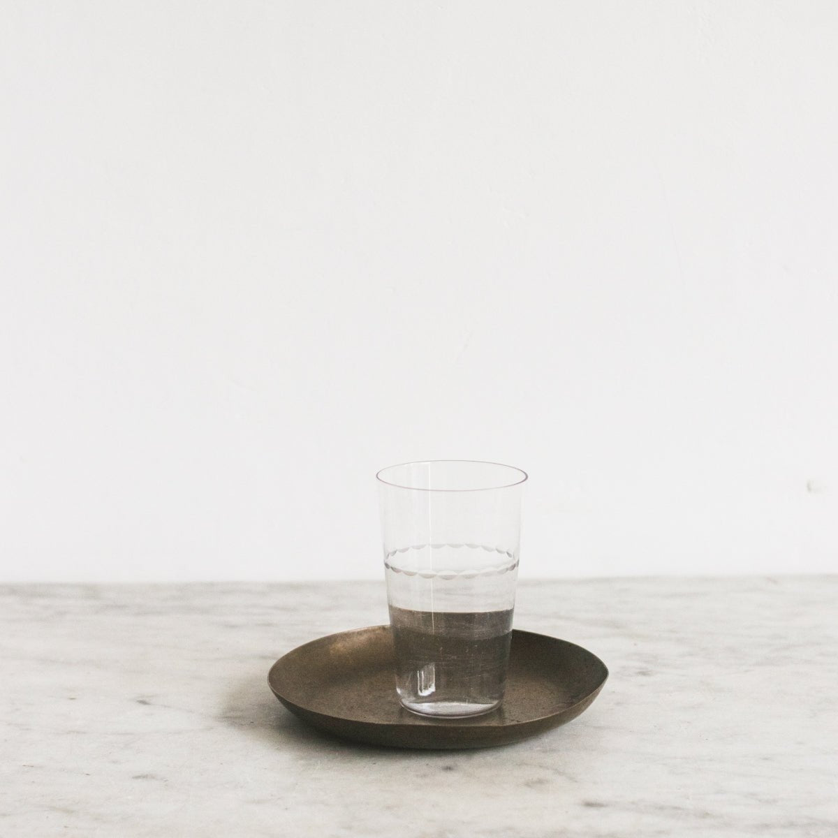 Blown Glass Tumbler with Brass Balancing Tray - elsie green - the french kitchen