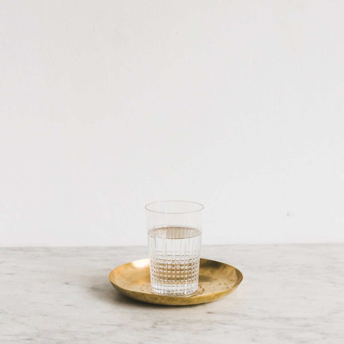 Blown Glass Tumbler with Brass Balancing Tray - elsie green - the french kitchen