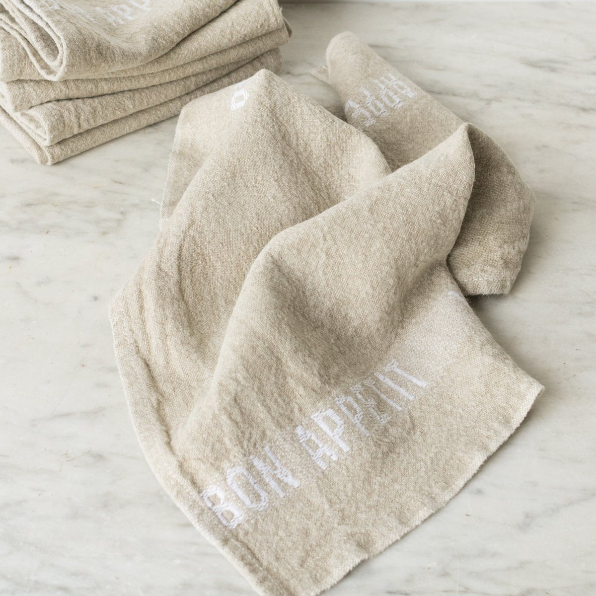 Bon Appetit Napkin Set of 4 | Natural with White - elsie green - textiles