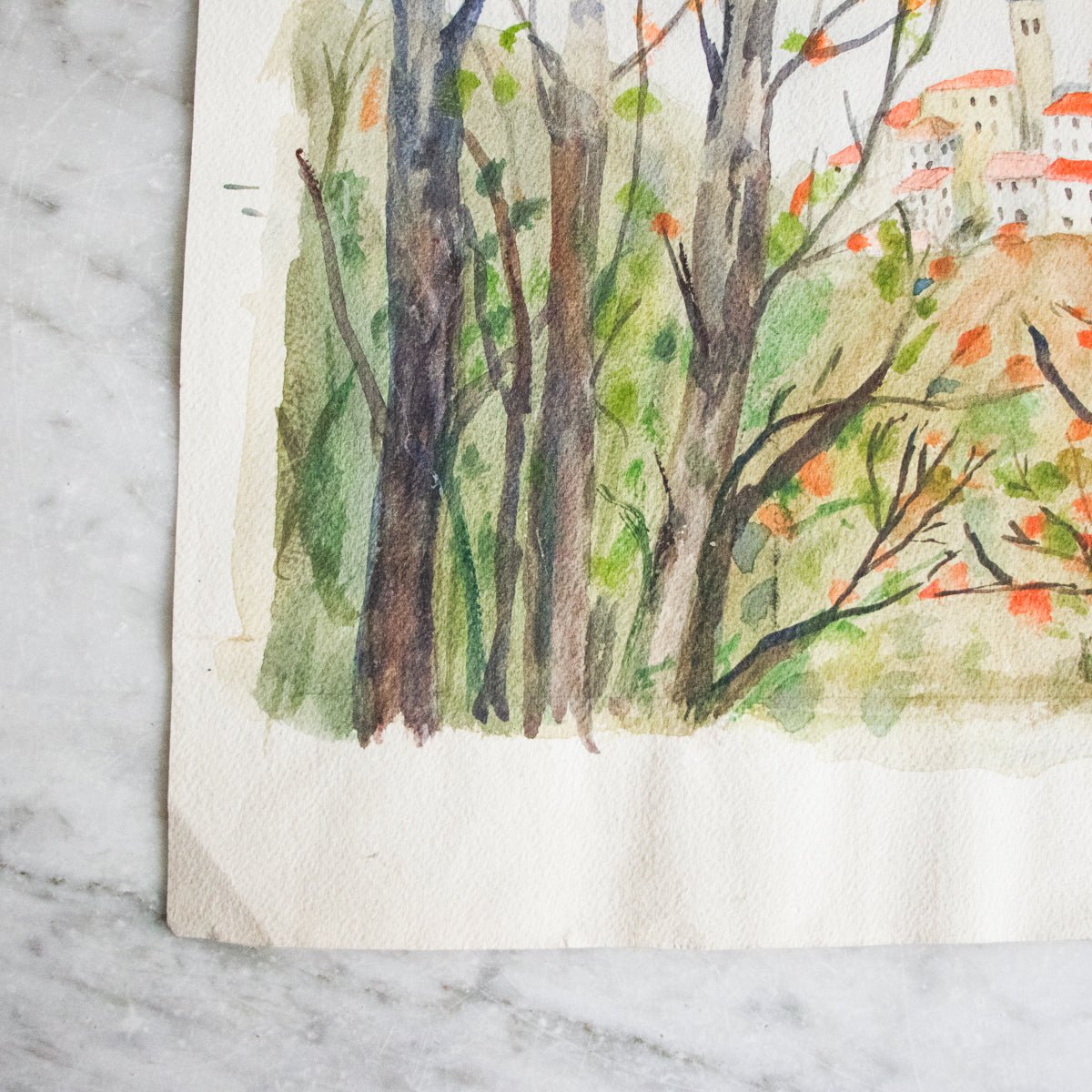 Bourgogne Chateau Watercolor Painting - elsie green - art