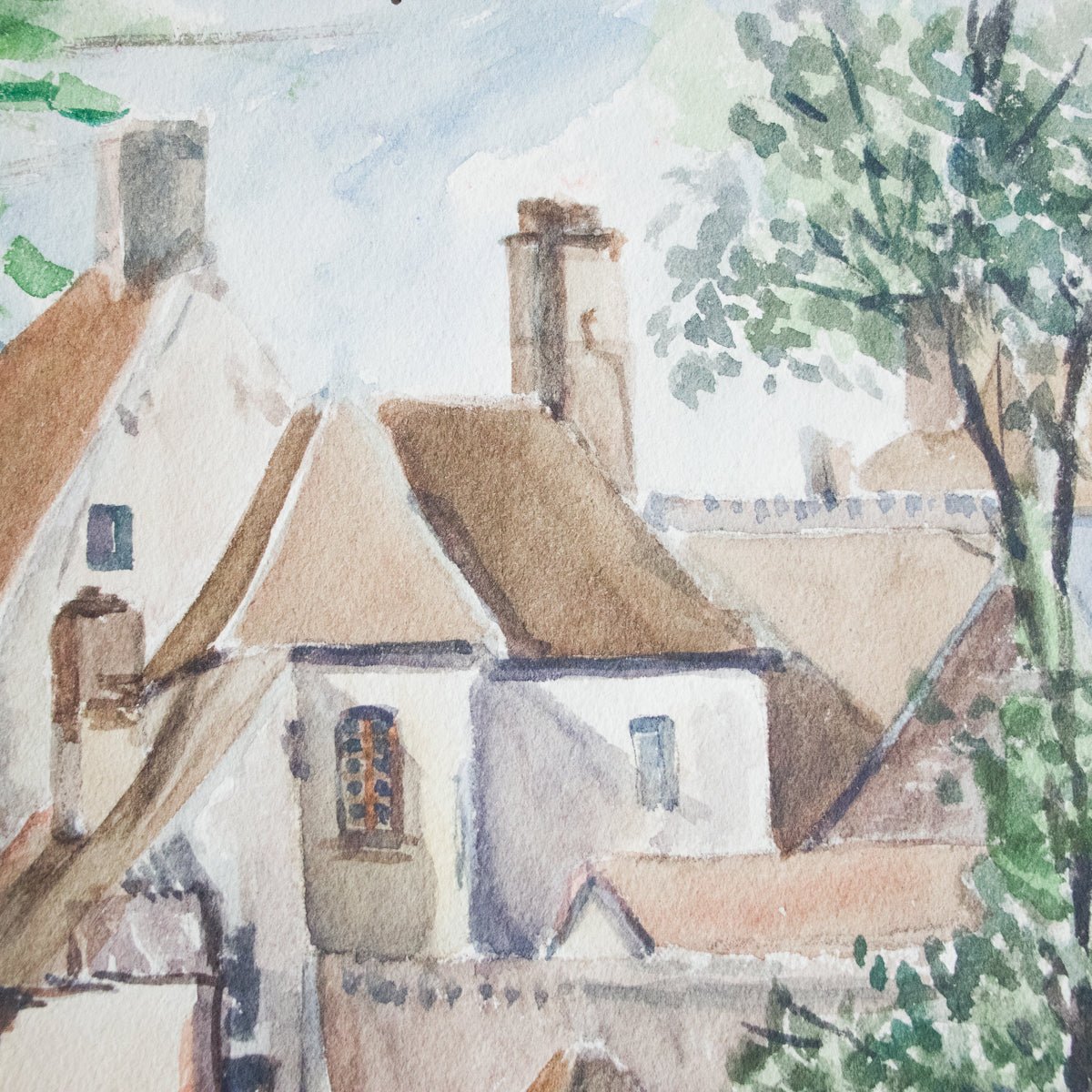 Bourgogne Maison Watercolor Painting - elsie green - art