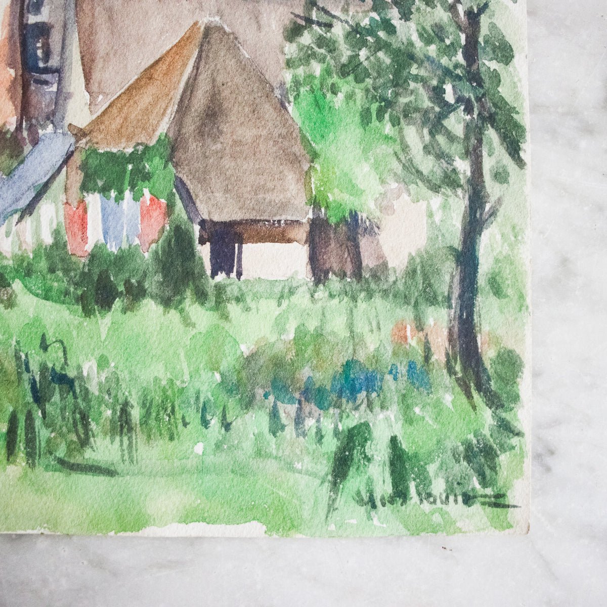 Bourgogne Maison Watercolor Painting - elsie green - art